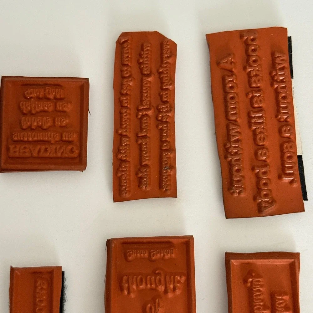 Literary Quote Rubber Stamp Set Unbranded Acrylic Blocks Books Library Red 15pc